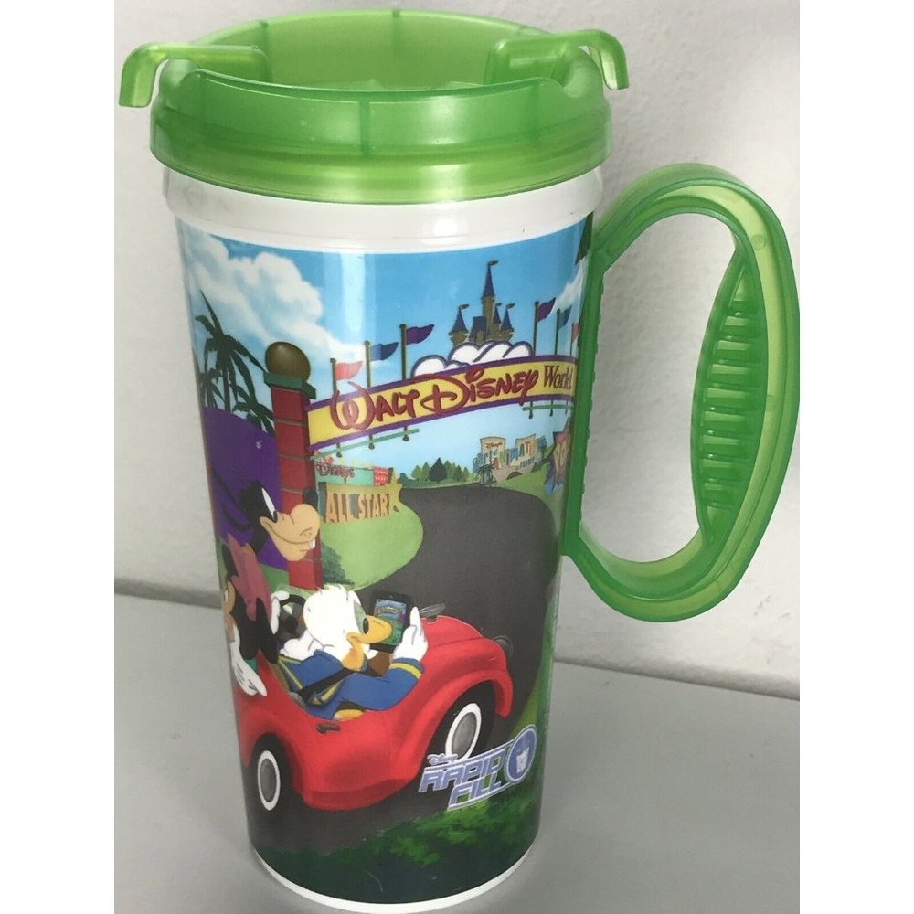 Walt Disney World Coronado Resorts Ahead Rapid Fill Cup Green Handle Lid 16 Oz